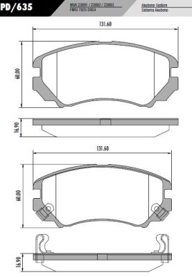 PASTILLA TUCSON SPORTAGE SOUL 09/  131,6x60x16,9  DEL 