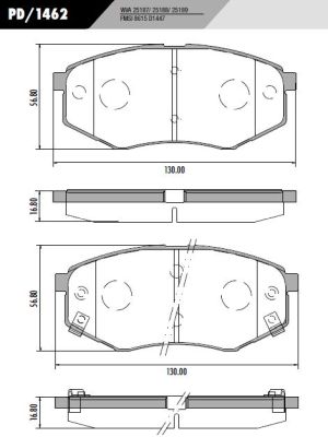 PASTILLA TUCSON SPORTAGE SOUL ELANTRA  130x57x17  DEL