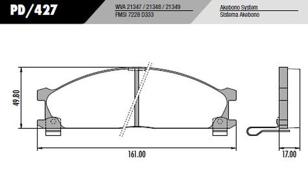 PASTILLA PATHFINDER FRONTIER COROLLA  161x49,8x17  DEL