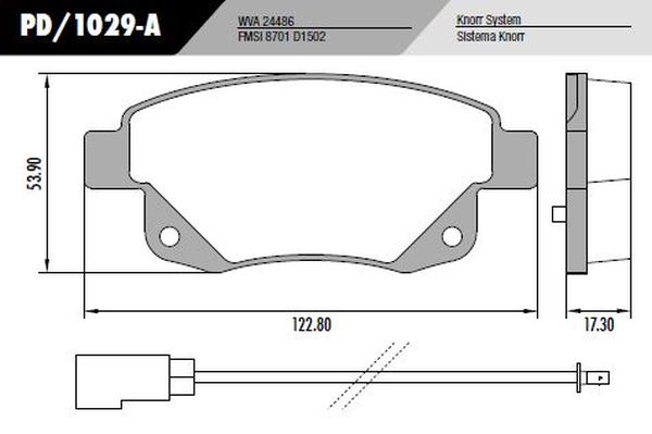 PASTILLA TRANSIT 3330 3550 2.4 06>  122,8x53,9x17,3  TRAS