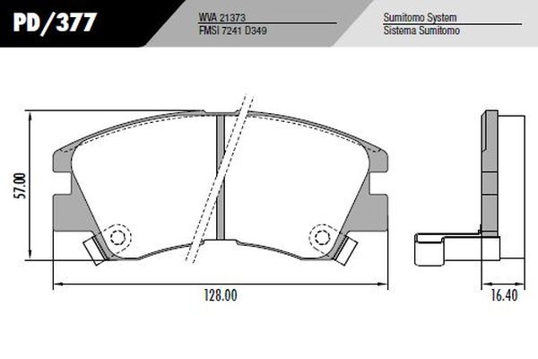 PASTILLA L200 L300 MONTERO CIVIC  127,8x57x16,4  DEL