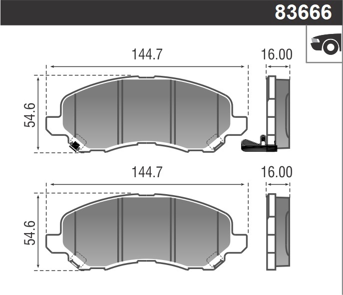 PASTILLA JEEP COMPASS PATRIOT  144,8x55x16  DEL