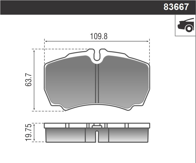 PASTILLA TRANSIT IVECO DAILY 55C14 11/  110x63,7x19,7  TRAS