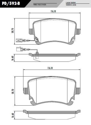 PASTILLA A4 A6 A8 QUATTRO S4 C/CABLE  116x59x16,5  TRAS