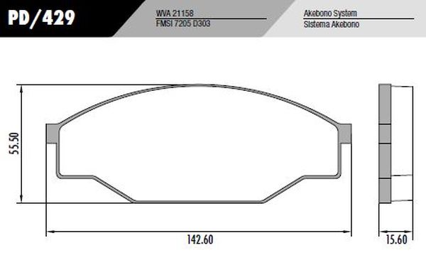 PASTILLA HILUX 4x4 HI-ACE  142,6x55,5x15,6  DEL