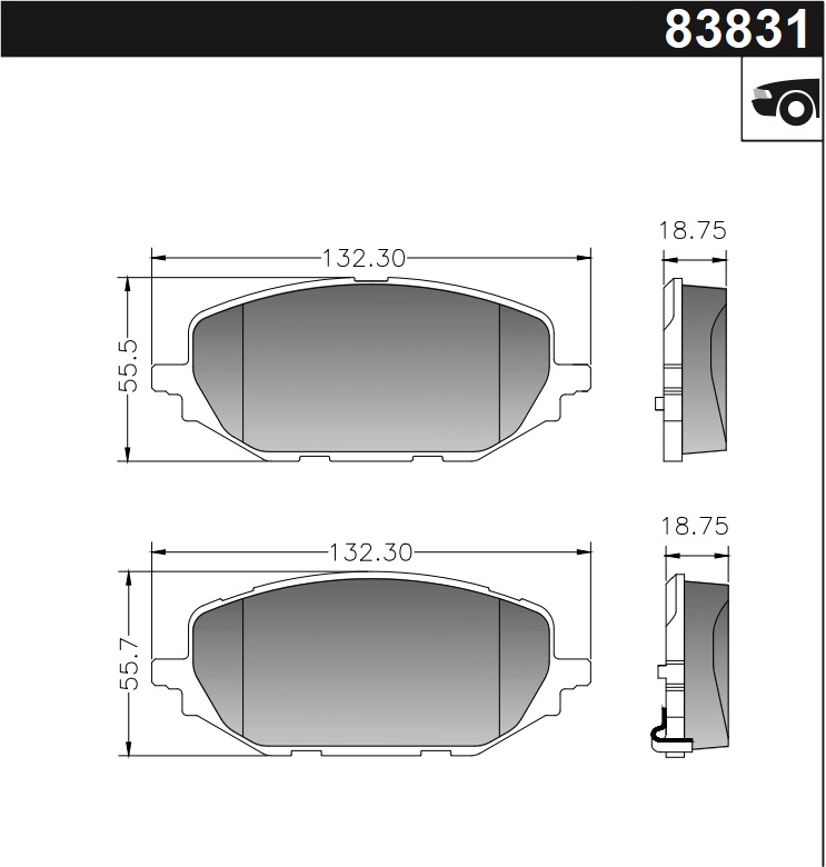PASTILLA TRACKER 1.2 TURBO 2020/  132,3x55,7/55,5x18,7  DEL
