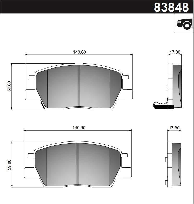 PASTILLA EQUINOX 1.5 TURBO 18/ 17"  140,6x59,8x17,8  DEL
