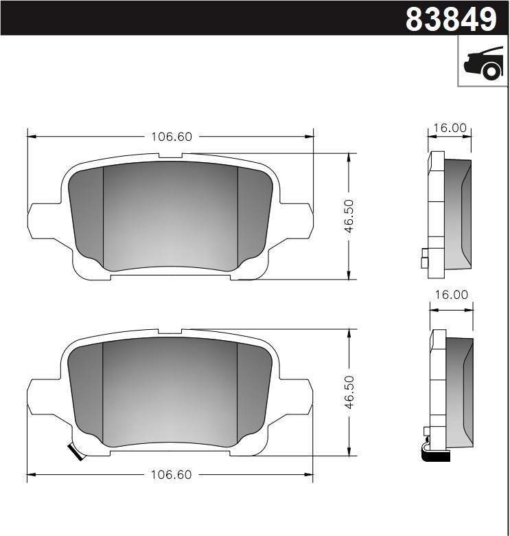 PASTILLA EQUINOX 1.5 TURBO 18/  106,6x46,5x16  TRAS