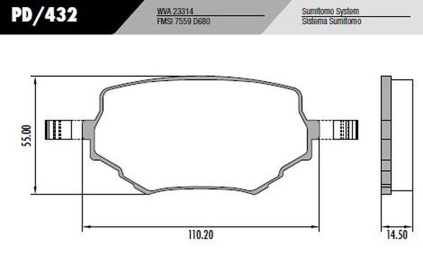 PASTILLA GRAND VITARA SIDERICK TRACKER  110x55x13,5  DEL