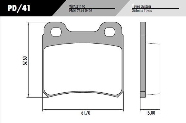 PASTILLA VECTRA MONZA KADETT  61,7x57,6x15  TRAS