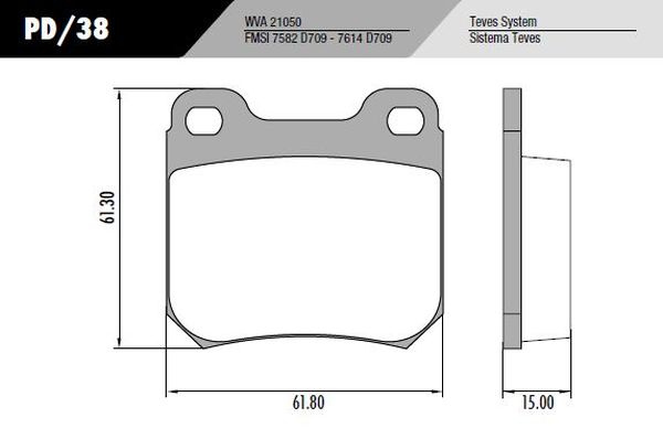 PASTILLA VECTRA MERIVA ZAFIRA  61,7x61,3x15  TRAS