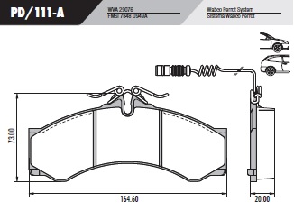 PASTILLA MB SPRINTER 310 412 C/CABLE  164,6x73x20  DEL/TRAS