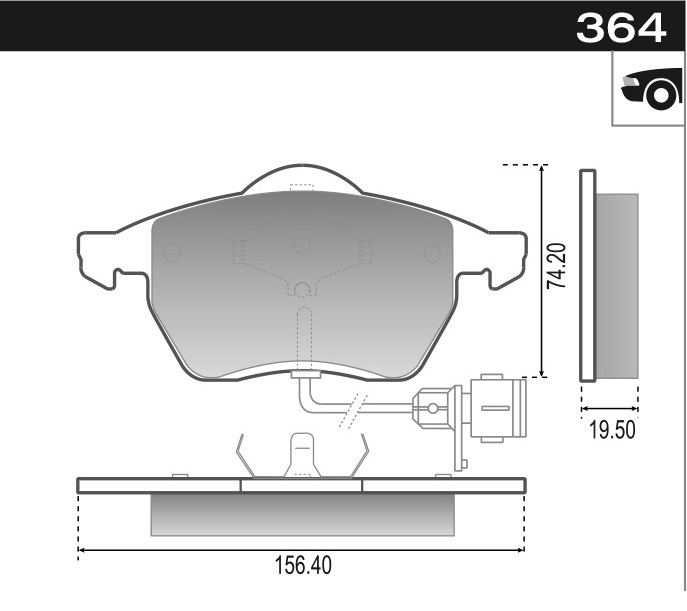 PASTILLA A3 A4 A6 BORA GOLF  156,3x74x19  DEL