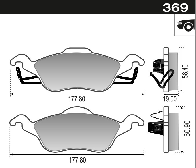 PASTILLA FOCUS 98> TEVES  177,8x71,2x19  DEL