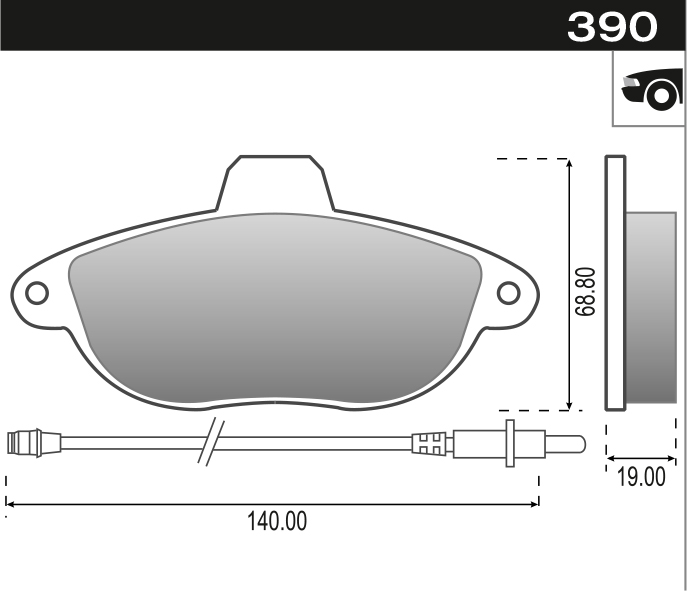 PASTILLA EXPERT 307 RURAL C/CABLE  139,5x68,6x18  DEL