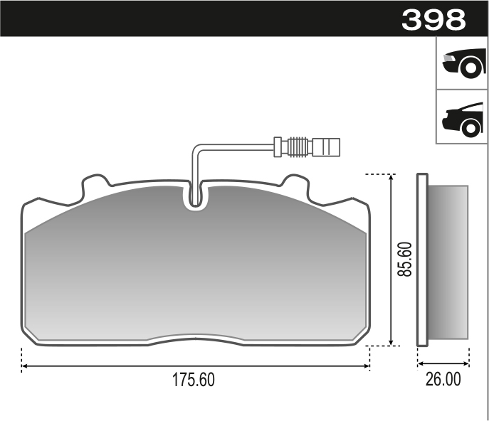 PASTILLA MB 712 C 812 814 914 C 915 98>  175,5x82,5x26  DEL/TRAS