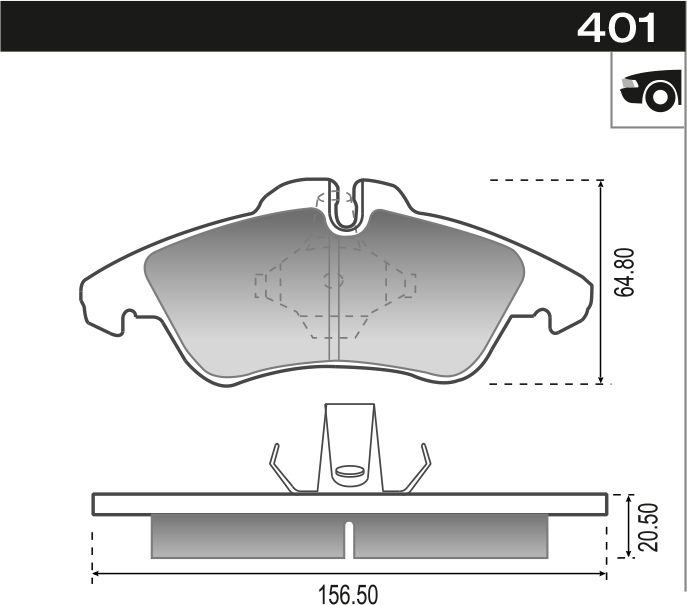 PASTILLA MB SPRINTER VITO 99>  156,5x64,8x20,5  DEL