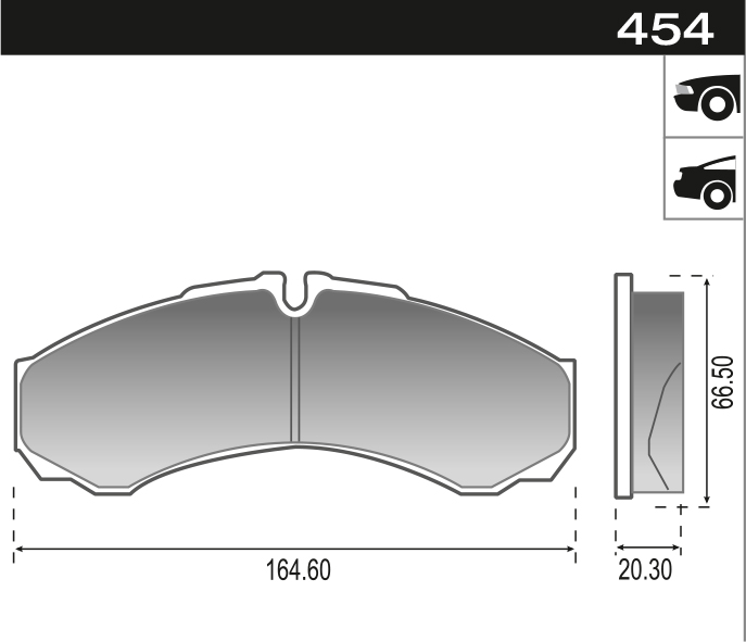 PASTILLA IVECO TURBO DAILY 97>  164,6x66,5x20,3  DEL/TRAS