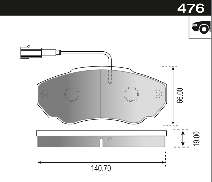 PASTILLA BOXER DUCATO JUMPER C/CABLE  140,5x65,6x18,3  DEL