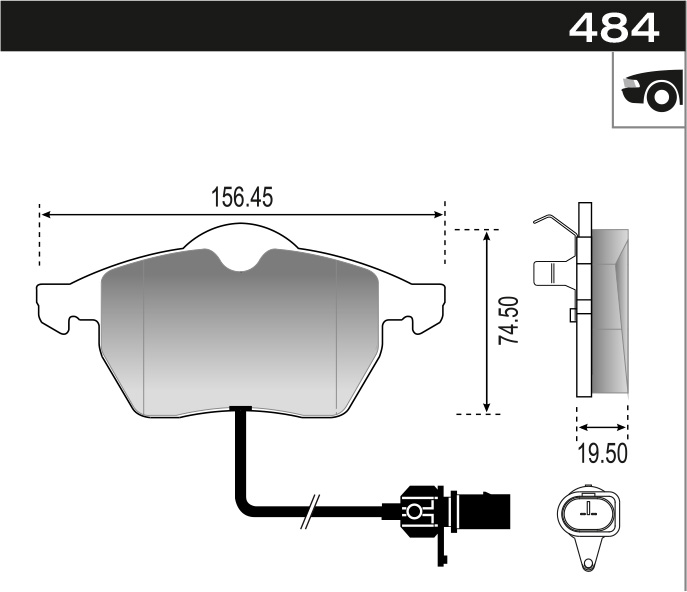 PASTILLA A4 A6 PASSAT BORA  156,3x74x19,5  DEL