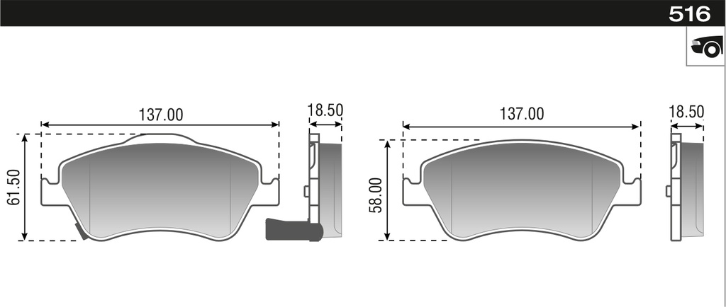 PASTILLA COROLLA WTI 1.6 1.8  137x61,5x18,5  DEL
