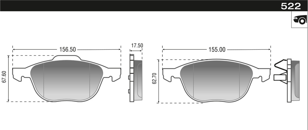 PASTILLA ECOSPORT FOCUS  156,6/155,4x65,2/62,3x17,3  DEL