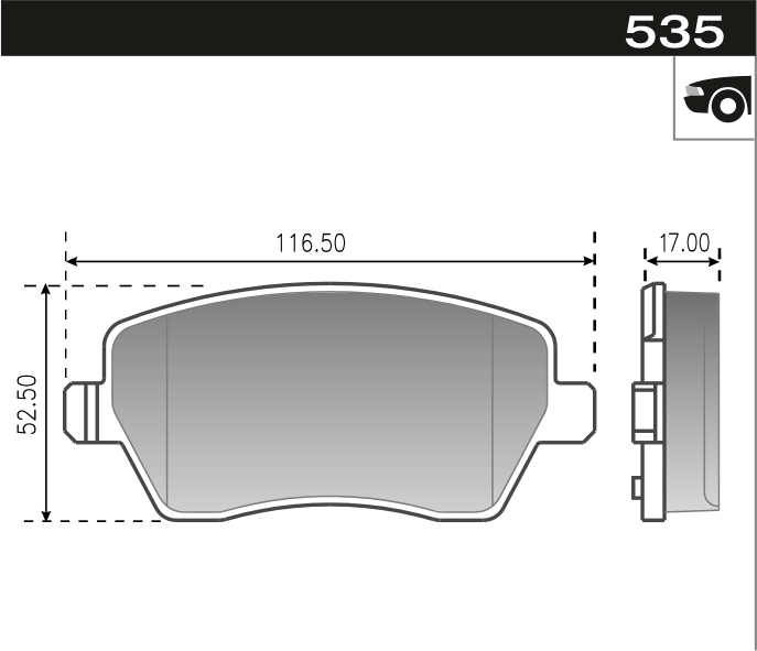 PASTILLA DUSTER LOGAN KANGOO  116,5x52,5x17  DEL