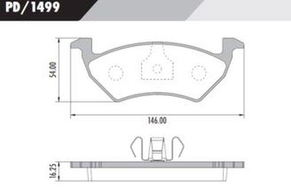 PASTILLA VW UP 1.0 14>  146x54x16,2  DEL