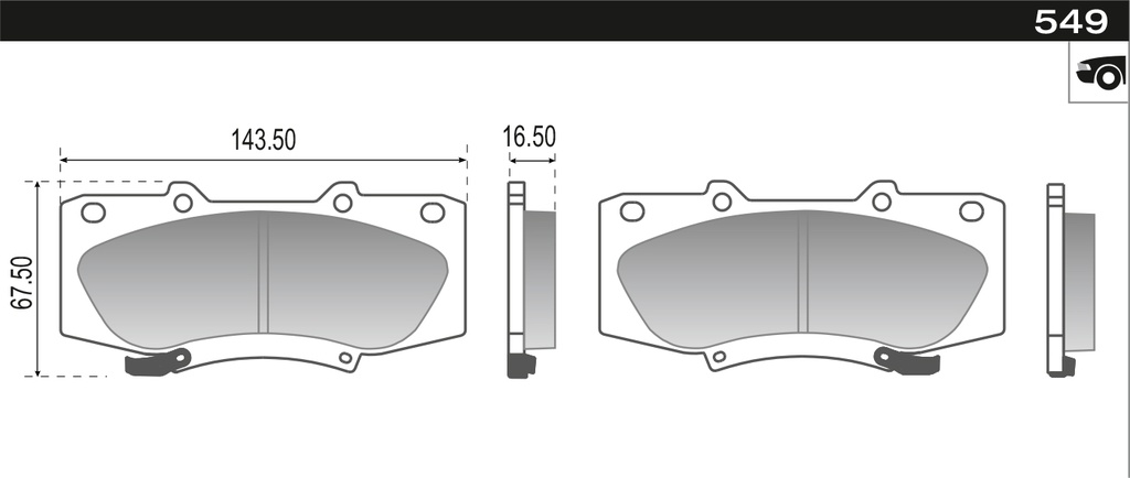 PASTILLA HILUX 2.5 SW4 08> COROLLA  143,5x67x16,7  DEL 