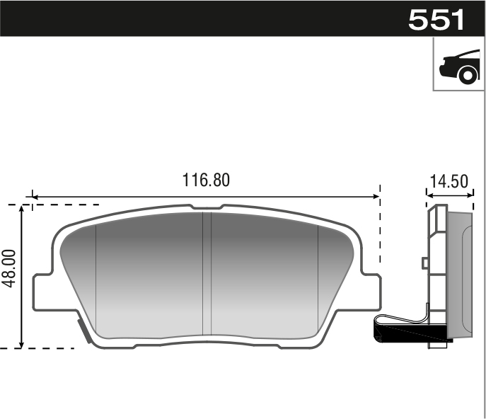 PASTILLA SANTA FE SORENTO 10/  116,8x48,3x14,7  TRAS
