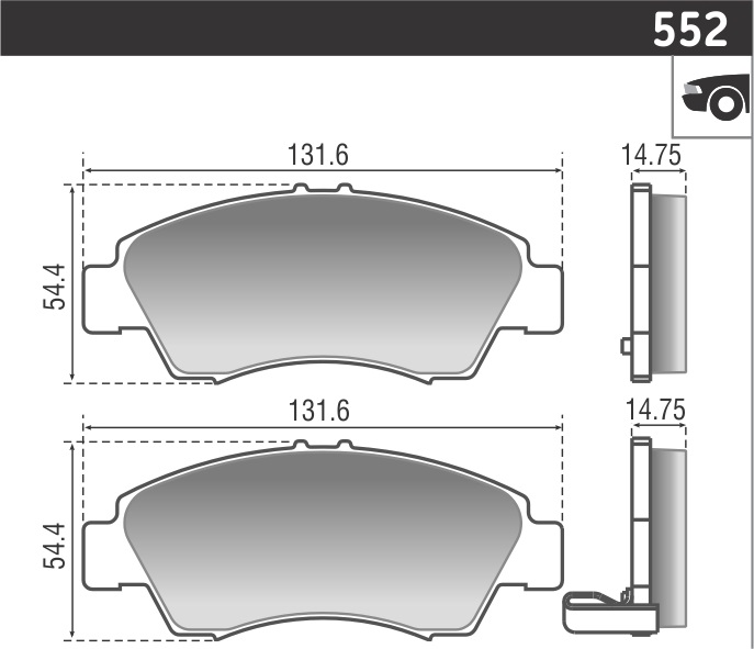 PASTILLA CIVIC FIT 1.3 1.4 1.6 /98  131,3x54,5x15  DEL