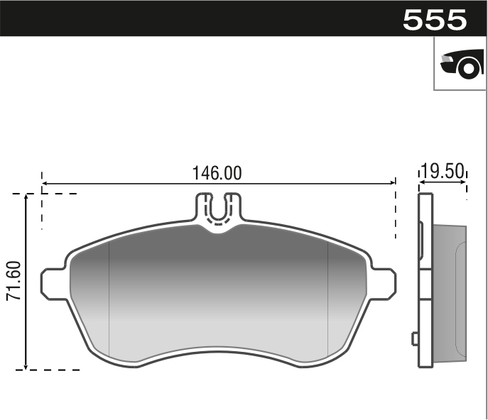 PASTILLA MB CLASE C 07> C 200 12>  146,2x72x19,7  DEL