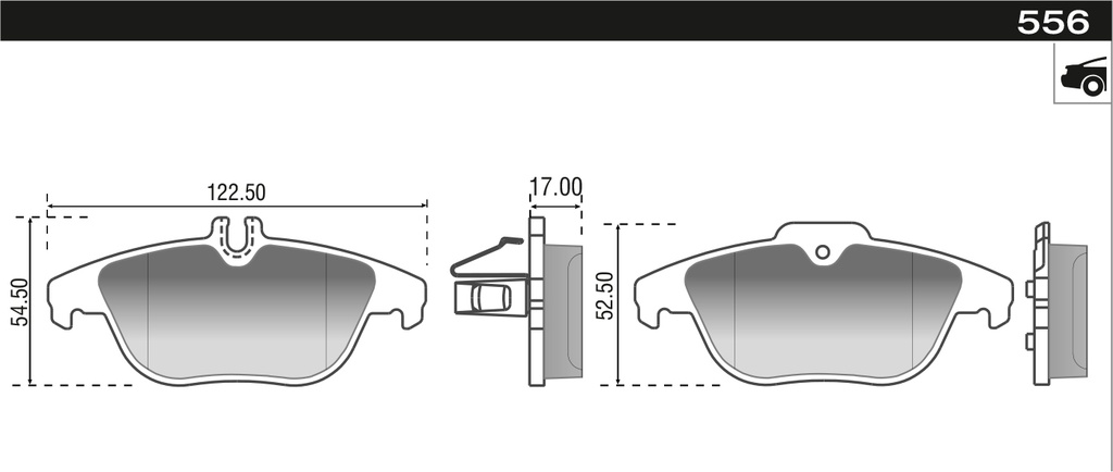 PASTILLA MB CLASE C 07>  122,5x54,5/52,5x17TRAS