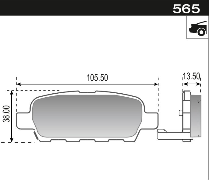 PASTILLA KOLEOS TIIDA SENTRA VERSA 105,3x38x13,5  TRAS