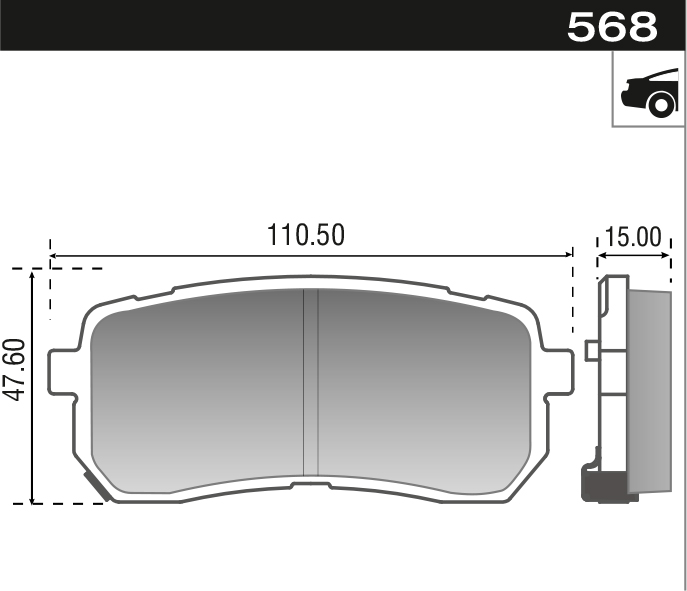 PASTILLA KIA CARNIVAL HYUNDAI H1  110,6x47,3x14,3  TRAS