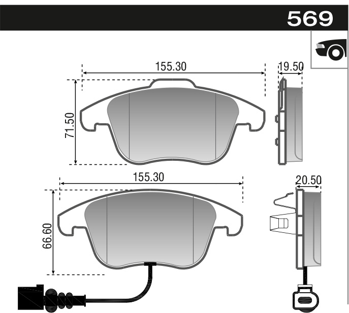 PASTILLA Q3 VENTO TIGUAN PASSAT  155,2x72/66,7x20/19  DEL