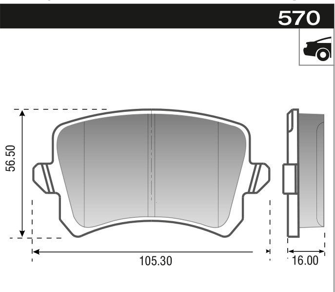 PASTILLA Q3 PASSAT TIGUAN VENTO  105,3x56,5x16  TRAS