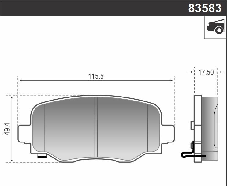 PASTILLA RENEGADE COMPASS 1.8 15/  115,5x49,5x16,5  TRAS