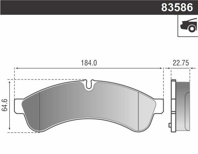PASTILLA IVECO DAILY 70C16 EUROCARGO  184x64,6x22,8  TRAS