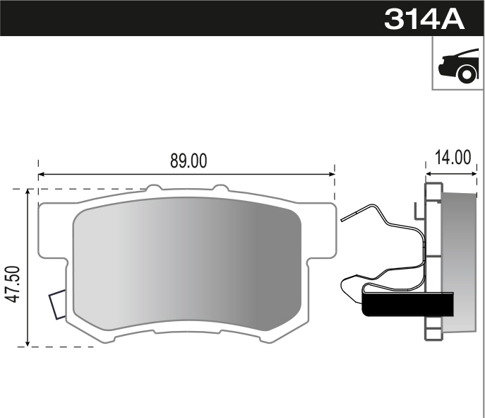 PASTILLA HONDA CIVIC CRV C/GANCHO  88,8x47,4x14,6  TRAS