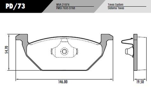 PASTILLA GOLF POLO FOX BORA PASSAT  146x54,7x19,5  DEL