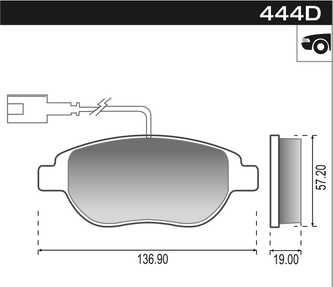 PASTILLA STILO 1.8 1.9 FIAT 500 CABLE  137x57,5x19  DEL
