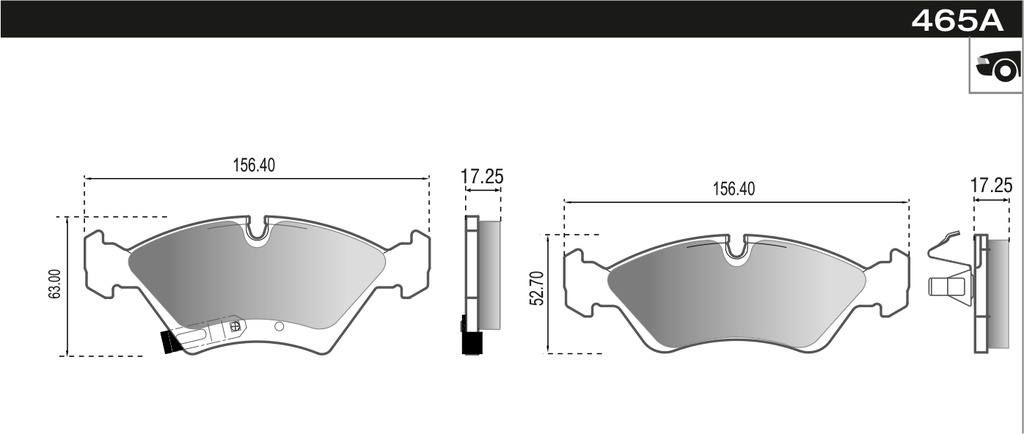PASTILLA ZAFIRA MERIVA 14"  156,3x62,5/52,6x18/17,2  DEL