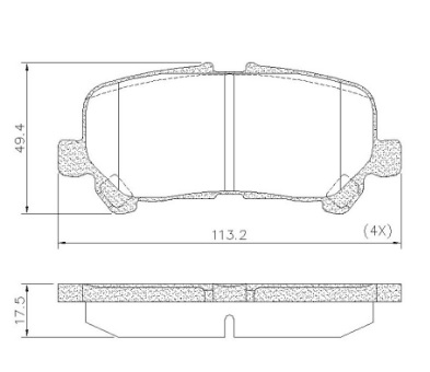 PASTILLA TOYOTA HI ACE 19/ 113x49.5x17.5 TRAS