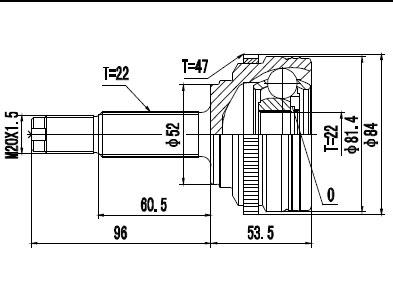 HOMOCINETICA AVEO SPARK  ABS47  SEG. EXT.  RUEDA  22/22   