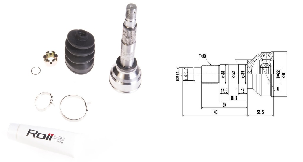 HOMOCINETICA SUBARU 4x2  SEG.MED.  RUEDA  30/22