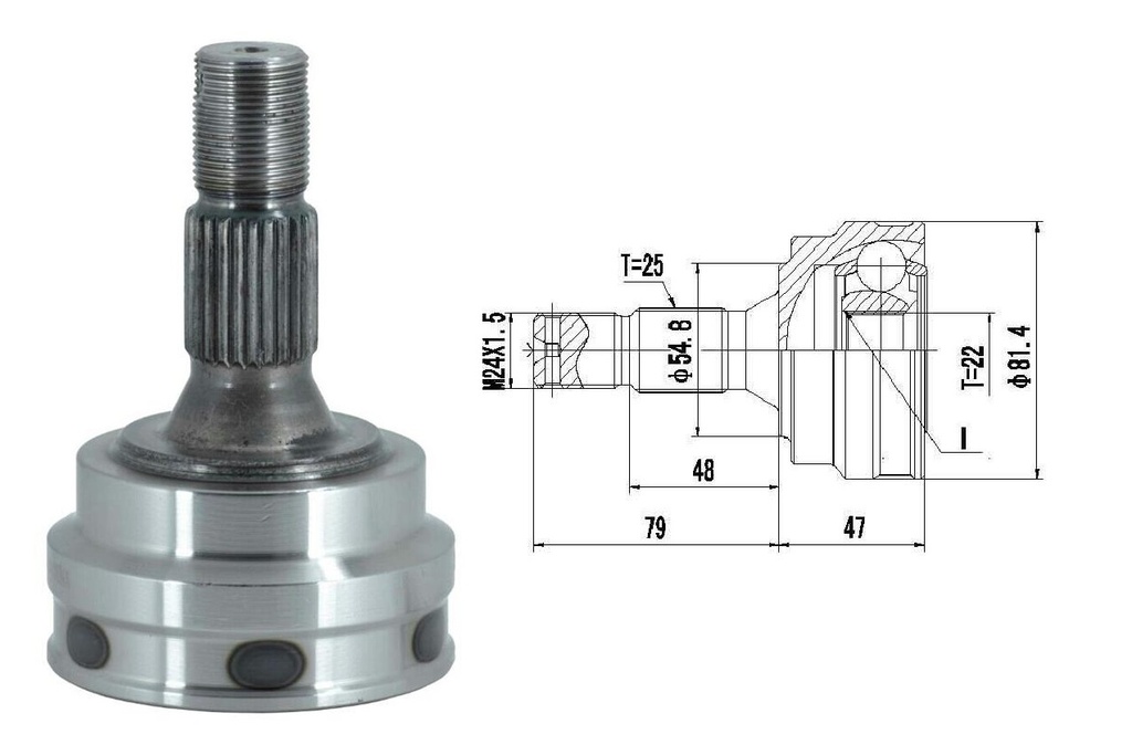 HOMOCINETICA 405 PARTNER XSARA  SEG.INT.  RUEDA  25/22  