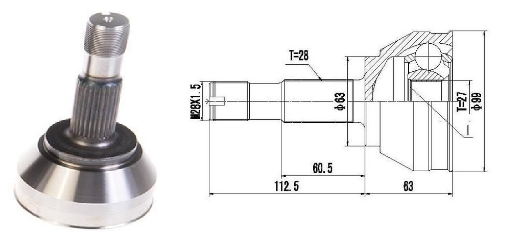 HOMOCINETICA BOXER DUCATO /94  SEG.INT.  RUEDA  28/27