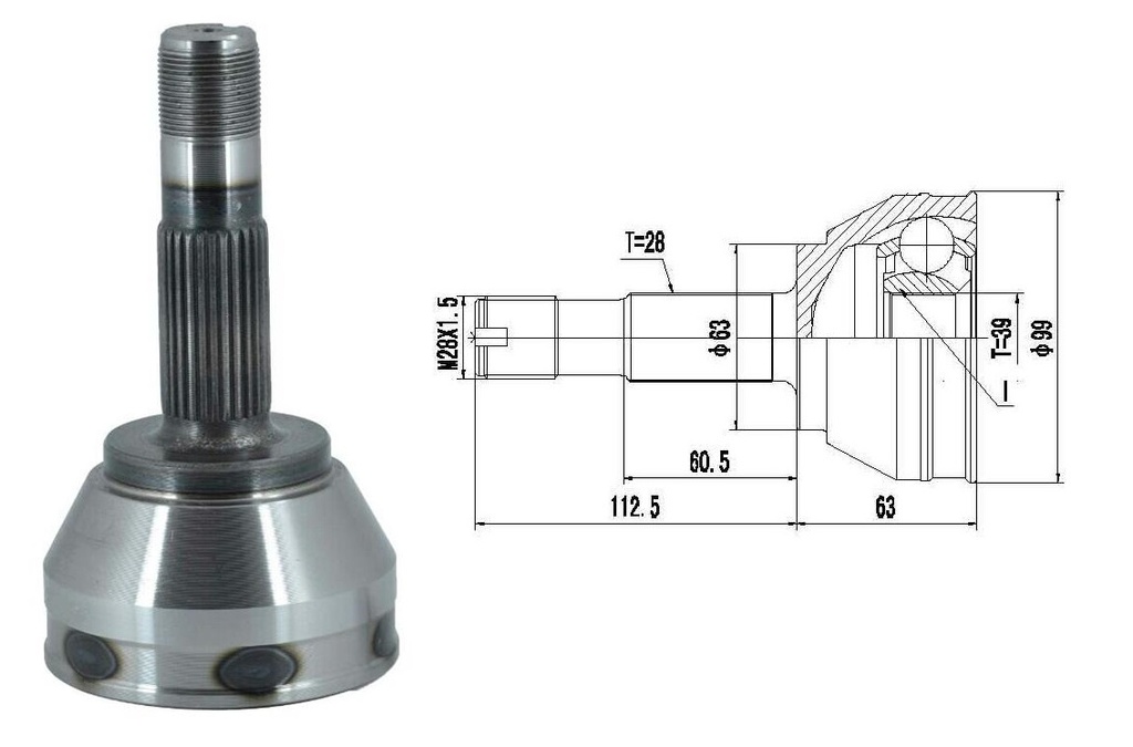 HOMOCINETICA BOXER DUCATO  SEG.INT.  ABS54  RUEDA  28/39