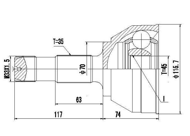 HOMOCINETICA BOXER DUCATO  SEG.INT.  ABS54  RUEDA  35/45